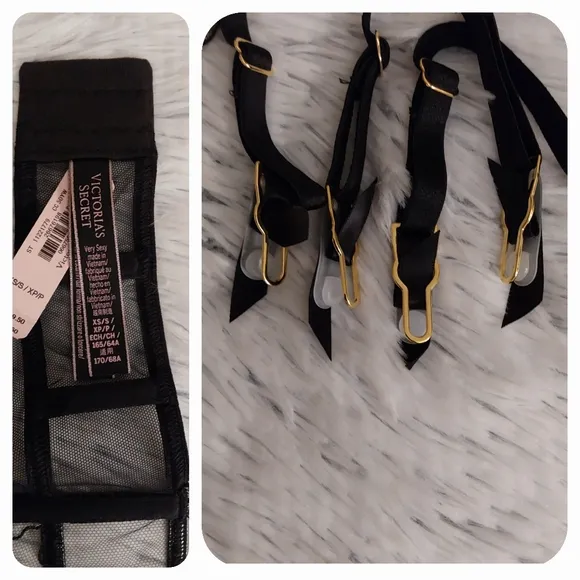 ♣️ Very Sexy Midnight Affair Rose Embroidery Faux Patient Leather Garter Belt ♣️