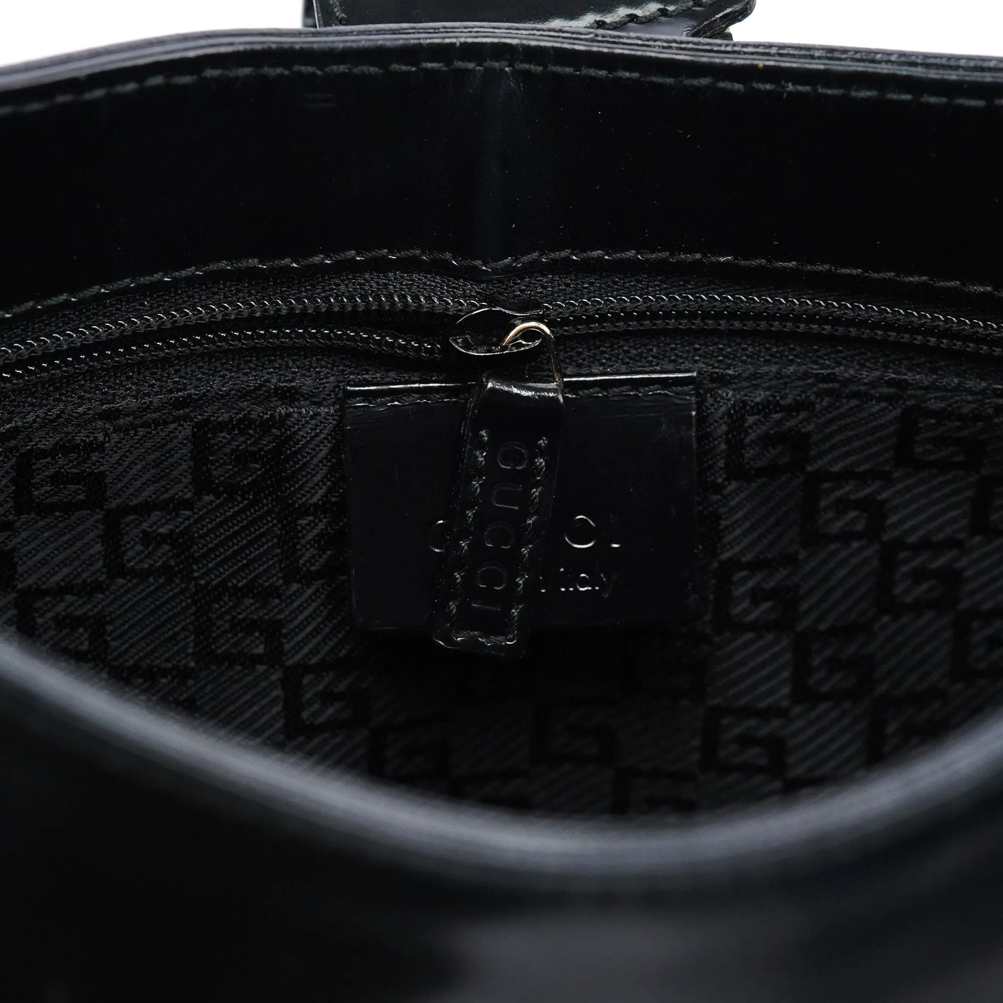 001 4150 Black Patent Leather Jackie Shoulder Bag