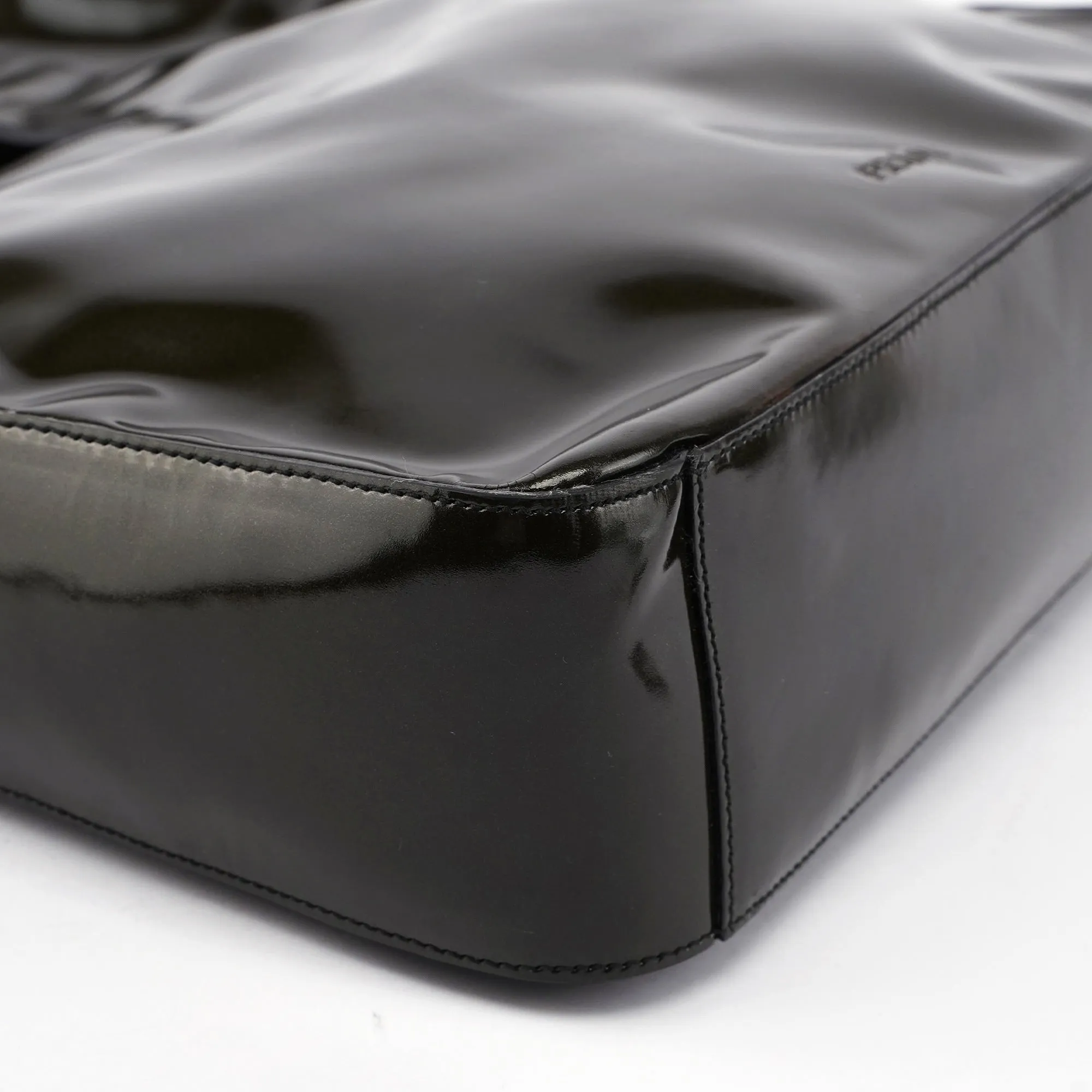 1998 Dark Green Patent Leather Geometric Hobo