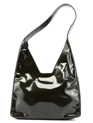 1998 Dark Green Patent Leather Geometric Hobo