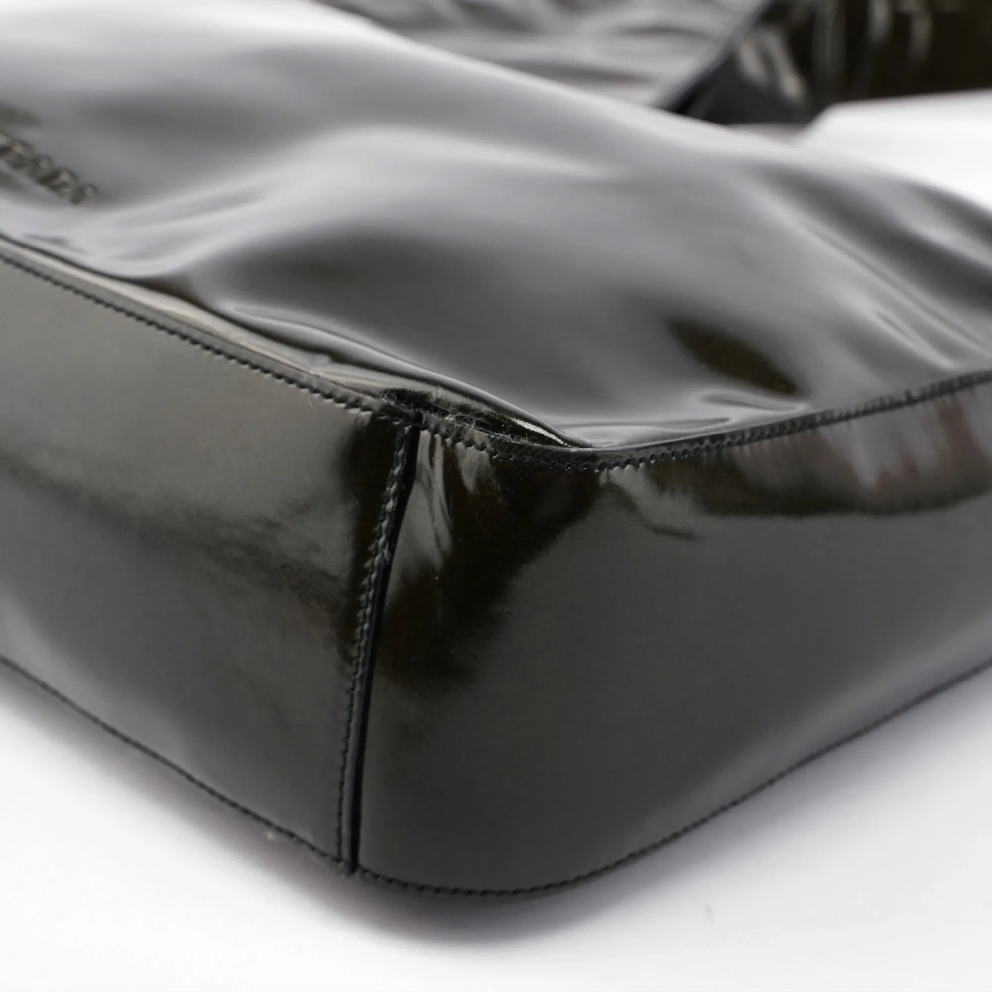 1998 Dark Green Patent Leather Geometric Hobo