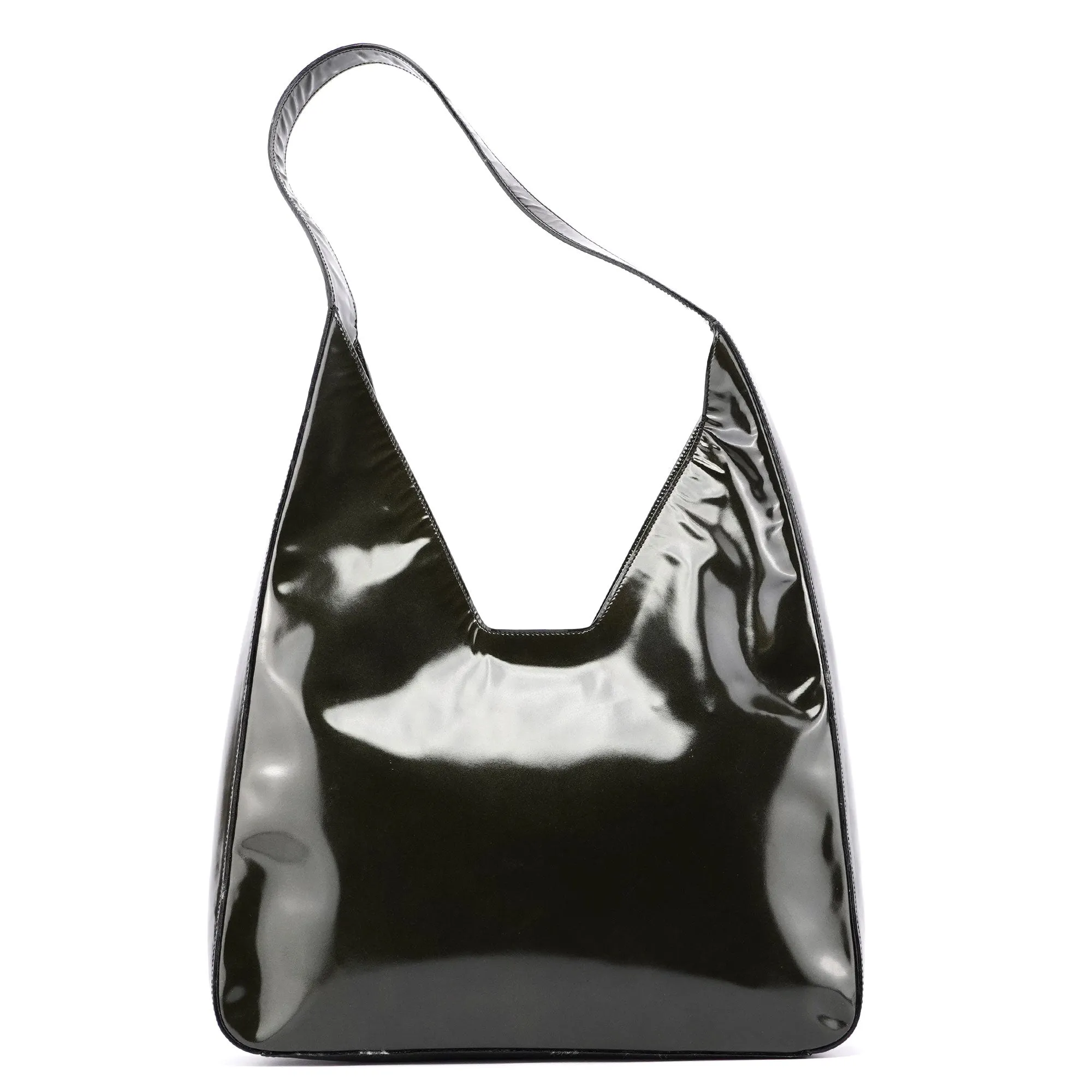 1998 Dark Green Patent Leather Geometric Hobo