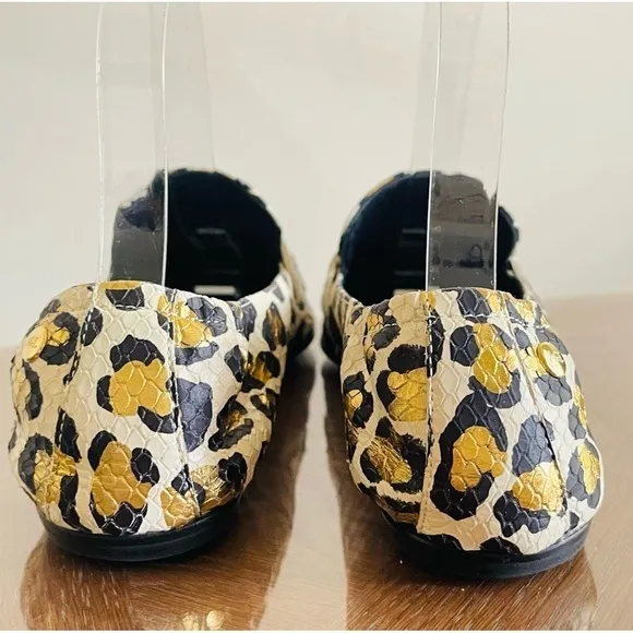 AGL Softy Pointy Toe Mocassin Loafer Gold Leopard Size 37 Italy