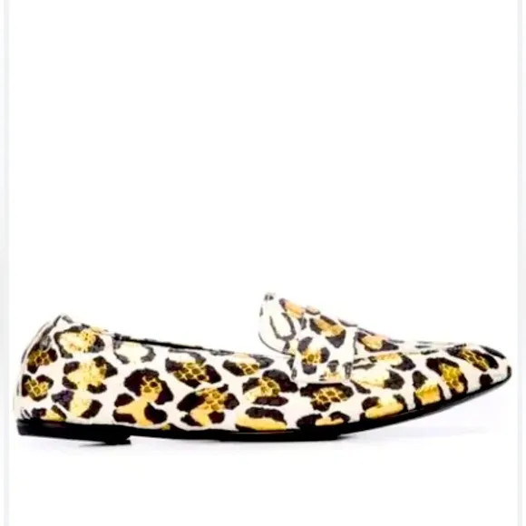 AGL Softy Pointy Toe Mocassin Loafer Gold Leopard Size 37 Italy