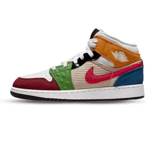 Air Jordan 1 Mid 'Multi Canvas Patchwork / Messy Room'
