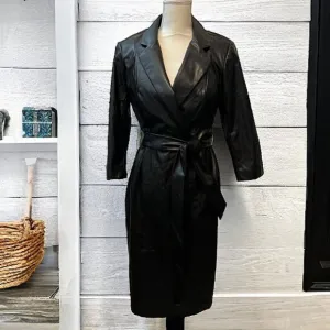 ALEXIA ADMOR Black Jacqueline Faux-Leather Belted Sheath Dress, Size: 8