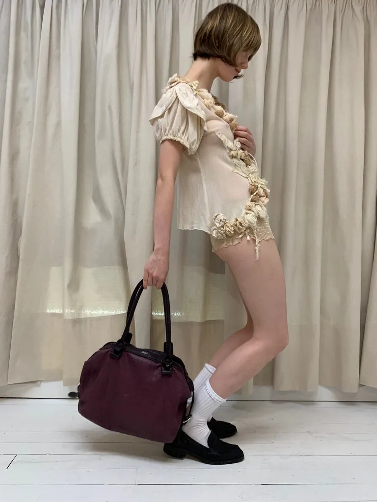 Animal print leather bag, purple