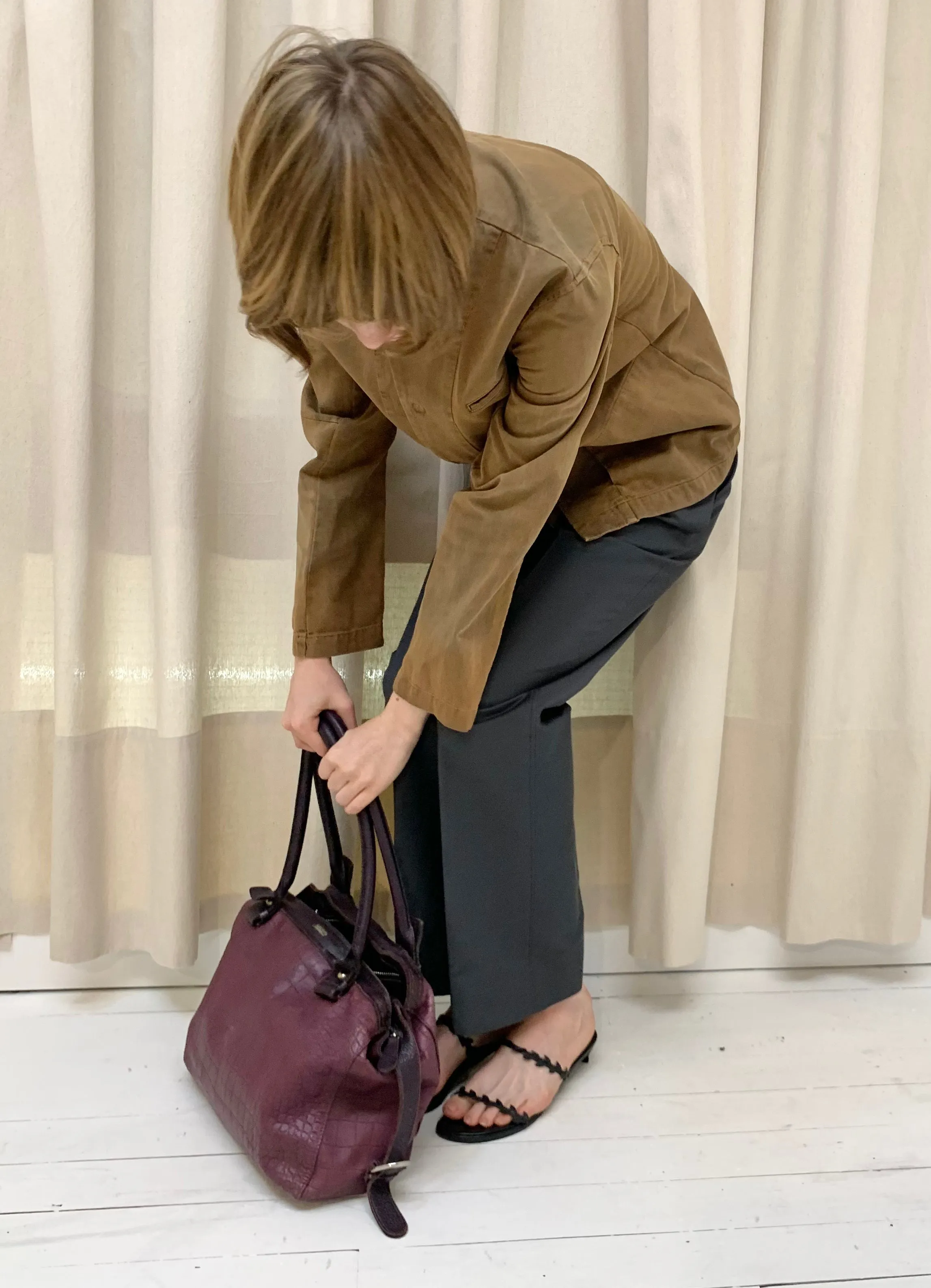 Animal print leather bag, purple