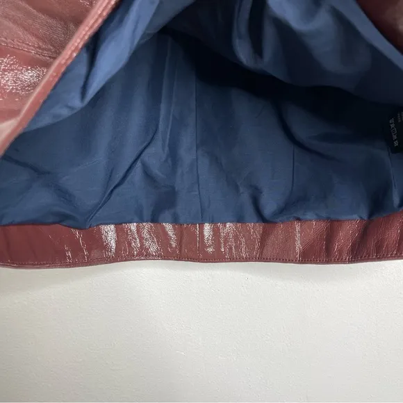 ANTHROPOLOGIE Maeve Cargo Mini Skirt Faux Patent Leather Wine Pockets Size 2