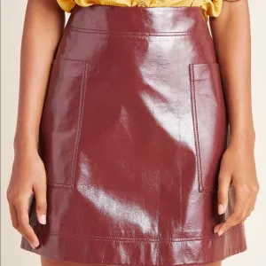 ANTHROPOLOGIE Maeve Faux Patent Leather Skirt