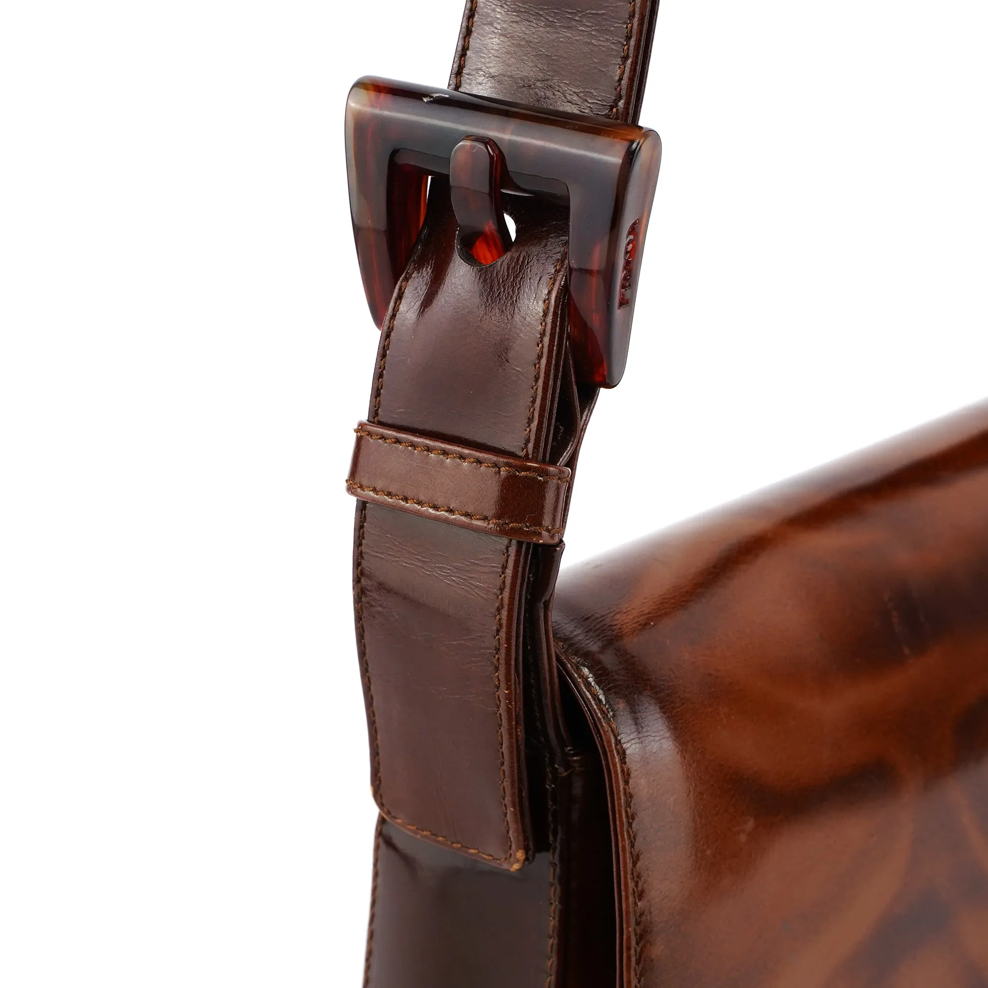 B6680 Brown Stampa Giraffa Shoulder Bag