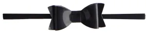 Baby Bling Patent Leather Skinny Bow Tie Headband-Black