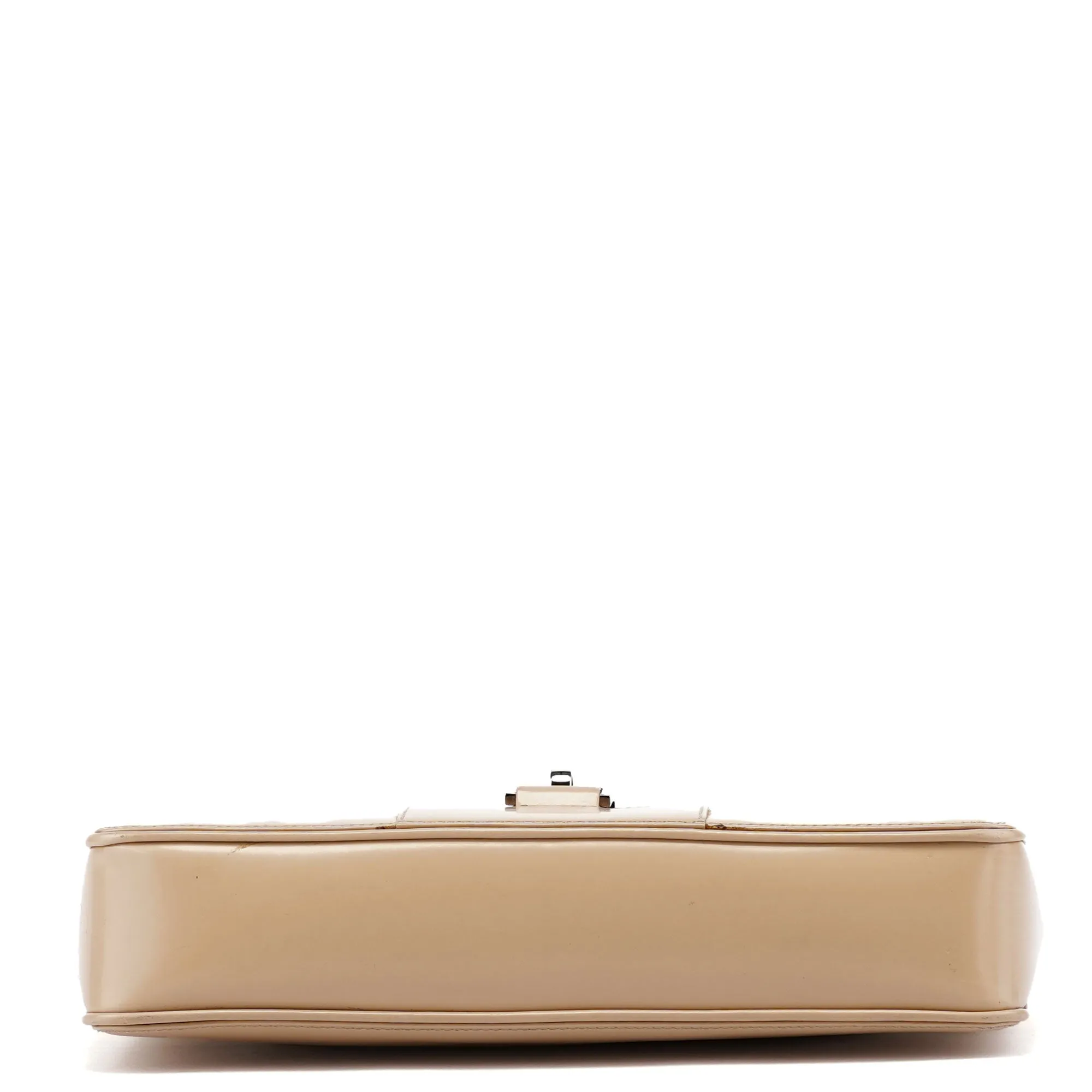 Beige Patent Leather Jackie Tote Bag