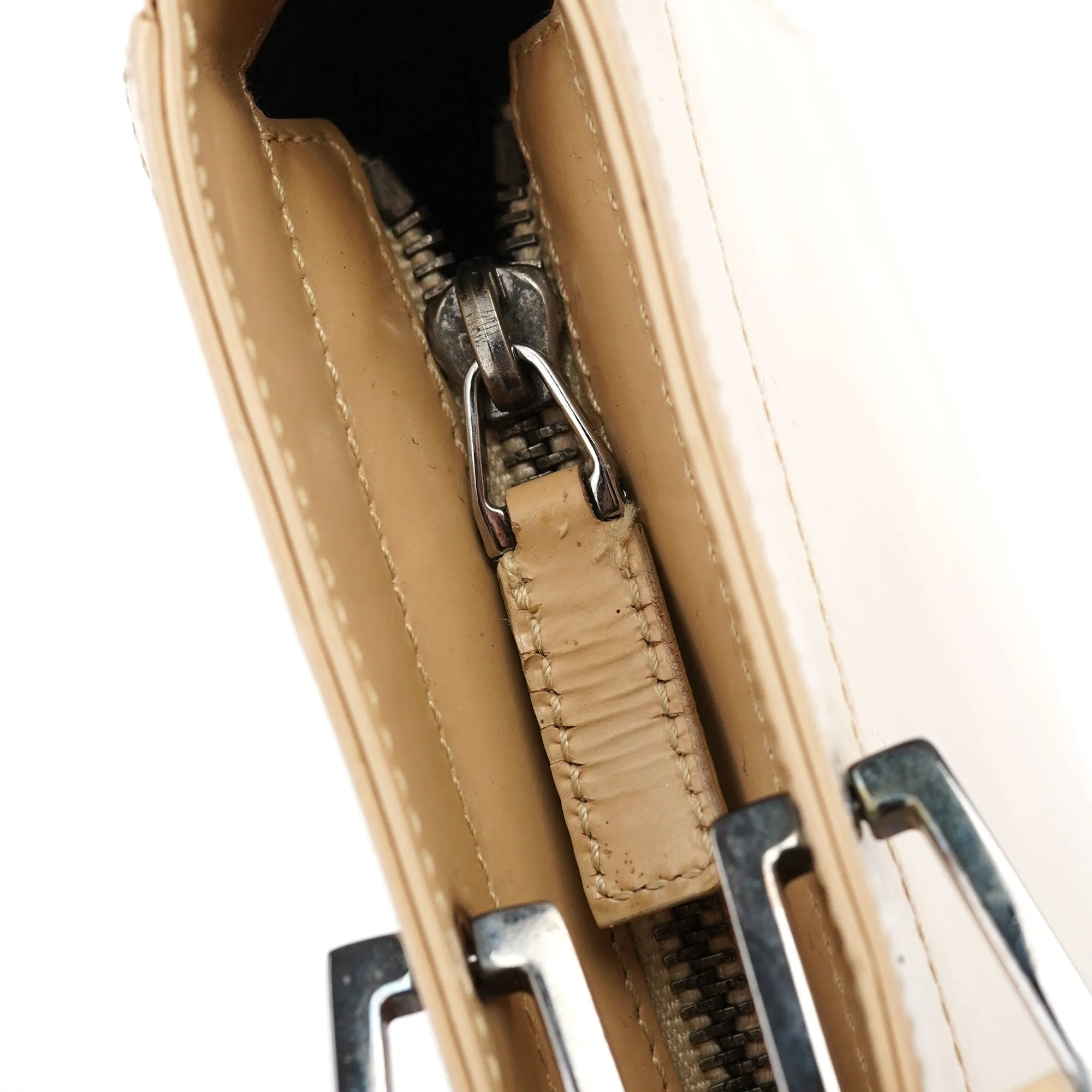 Beige Patent Leather Jackie Tote Bag