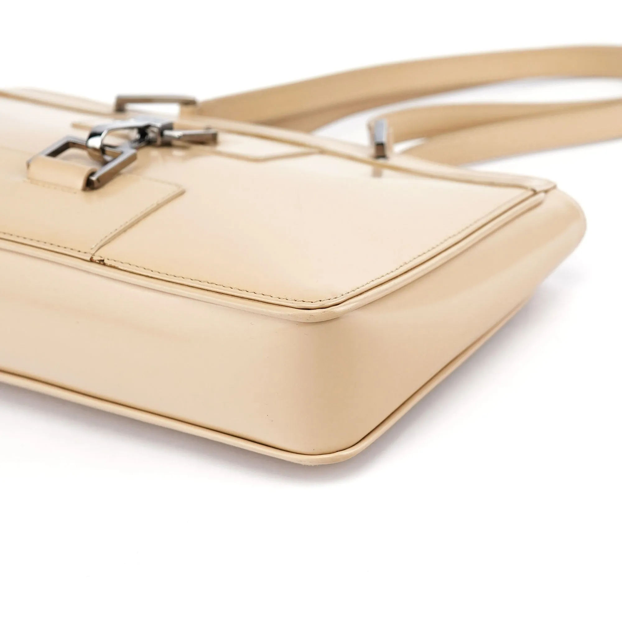 Beige Patent Leather Jackie Tote Bag