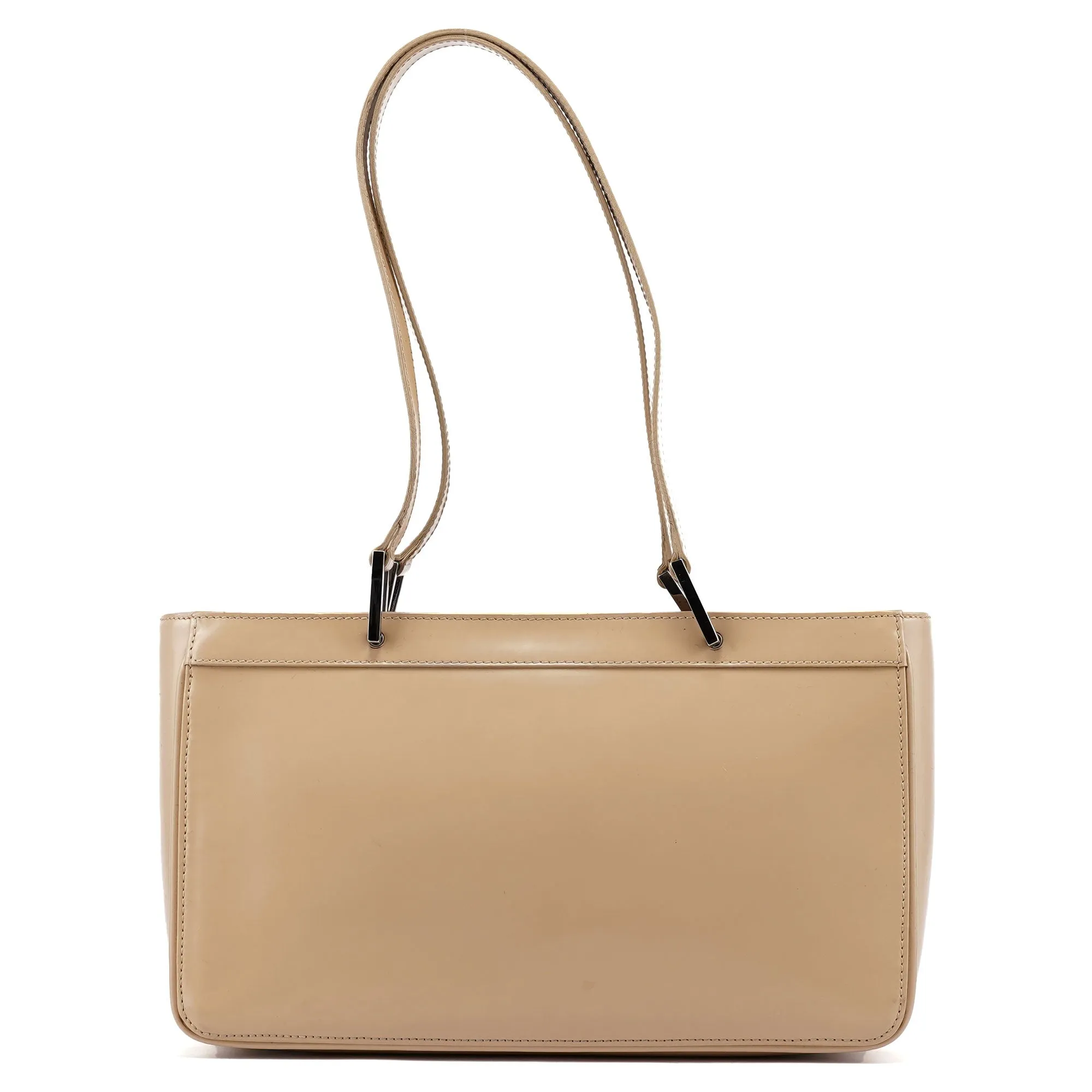 Beige Patent Leather Jackie Tote Bag