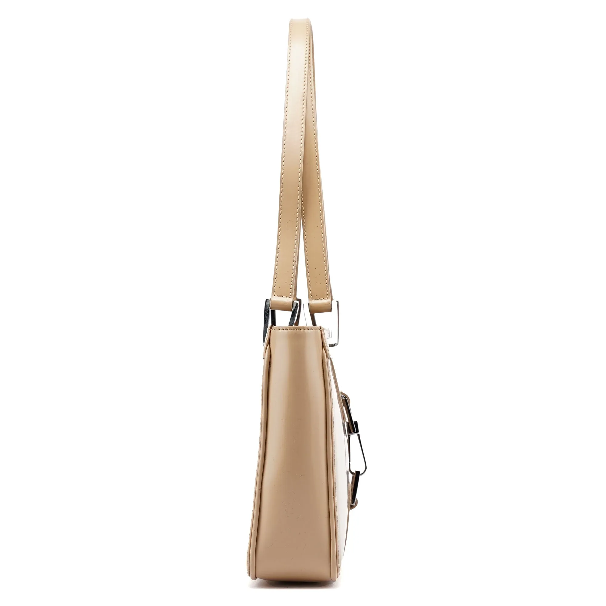 Beige Patent Leather Jackie Tote Bag