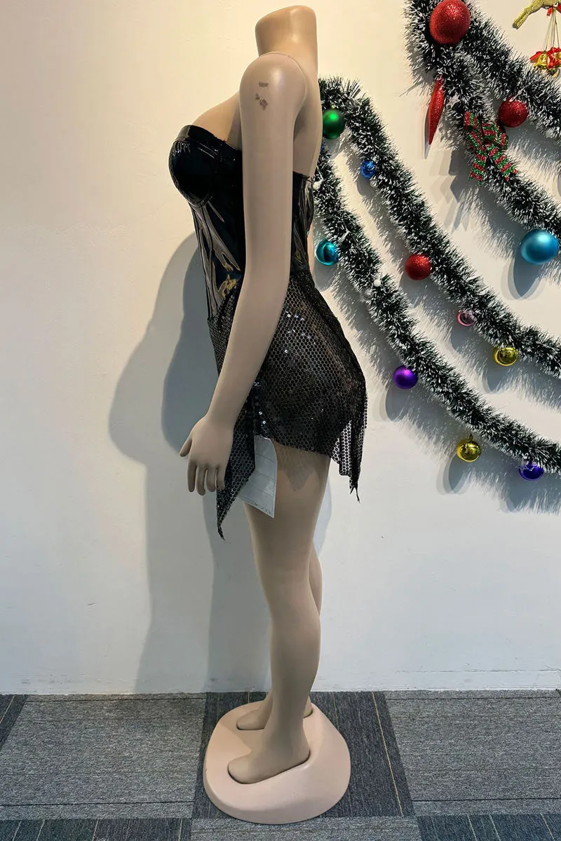 BK0662 Sequins Strapless Mini Dress