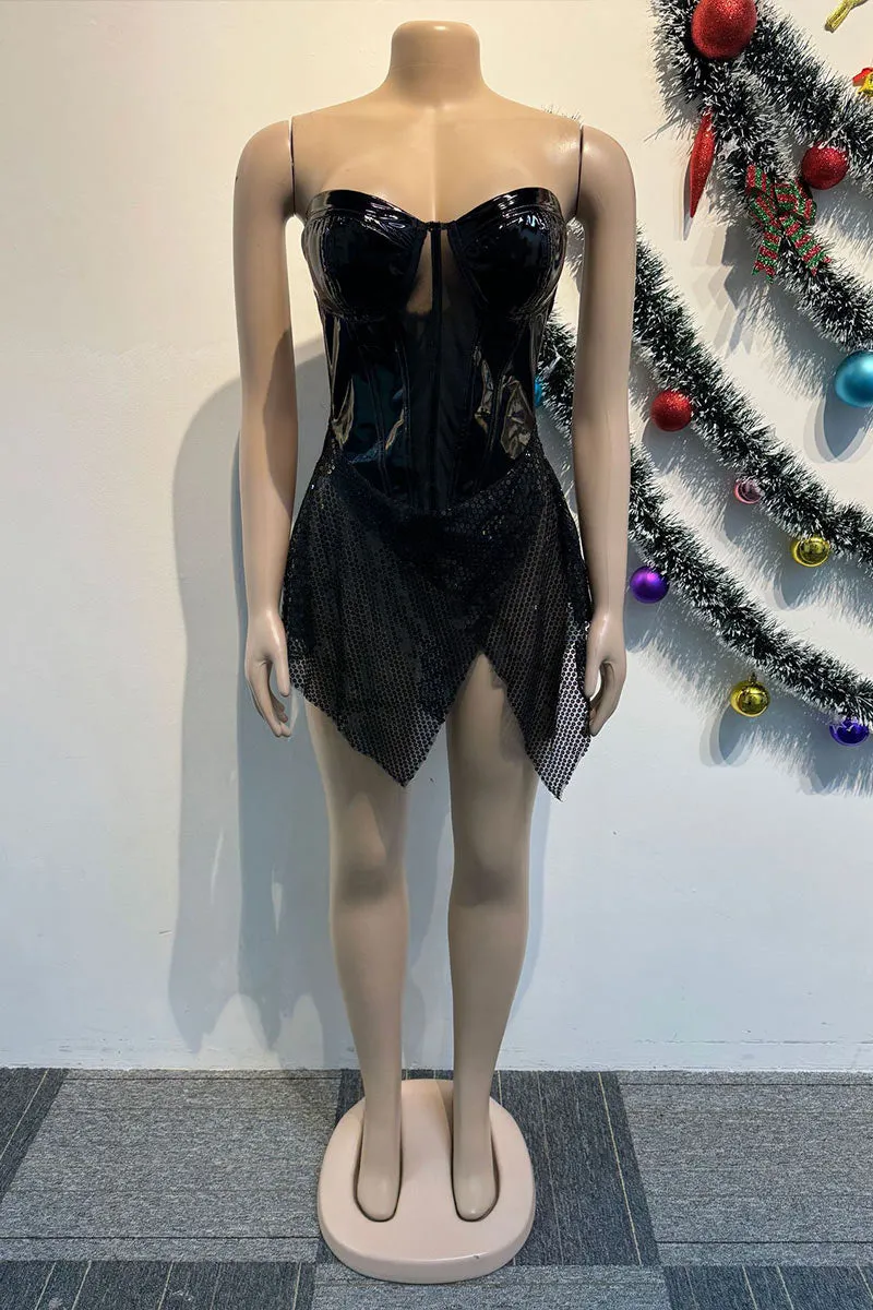 BK0662 Sequins Strapless Mini Dress