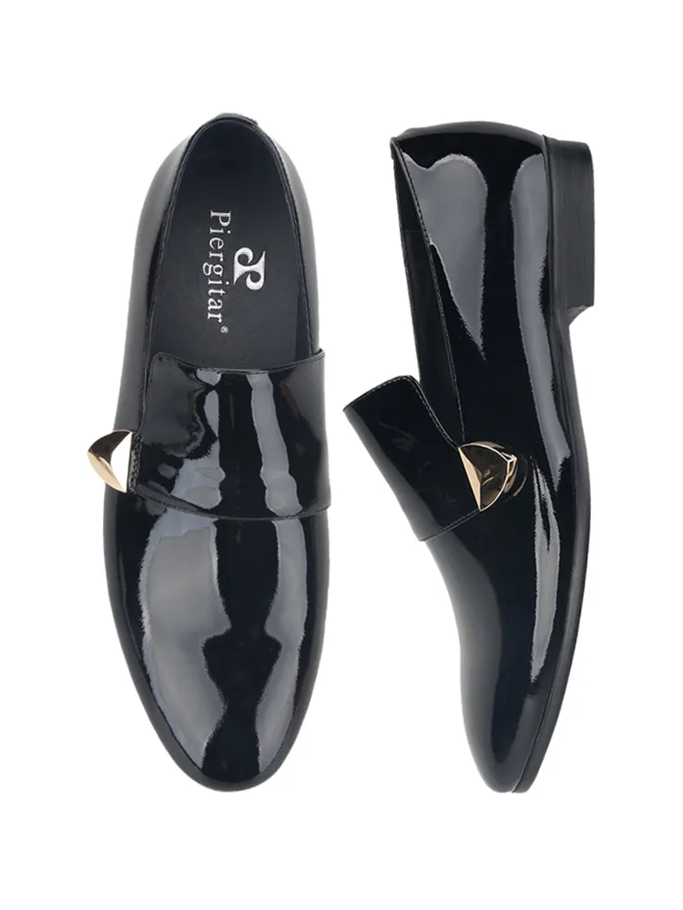 Black first-layer cowhide patent leather men's loafers European and American wedding party style slip-on formal shoes smoking shoes