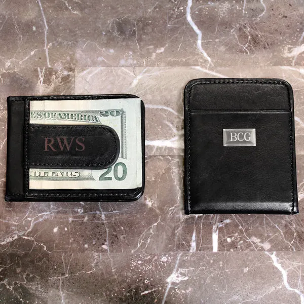 Black Genuine Leather Money Clip