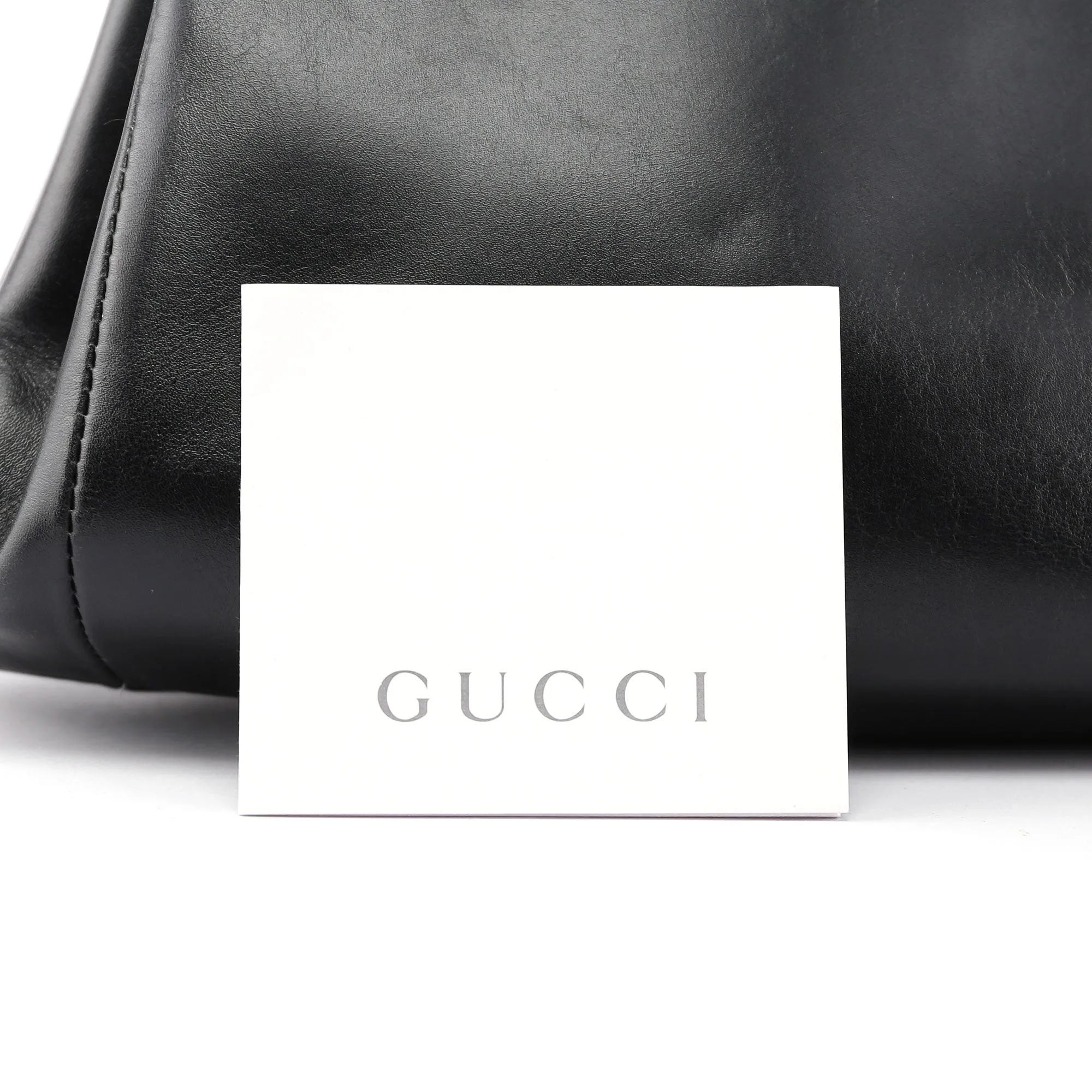 Black Leather Wood Handle Bag