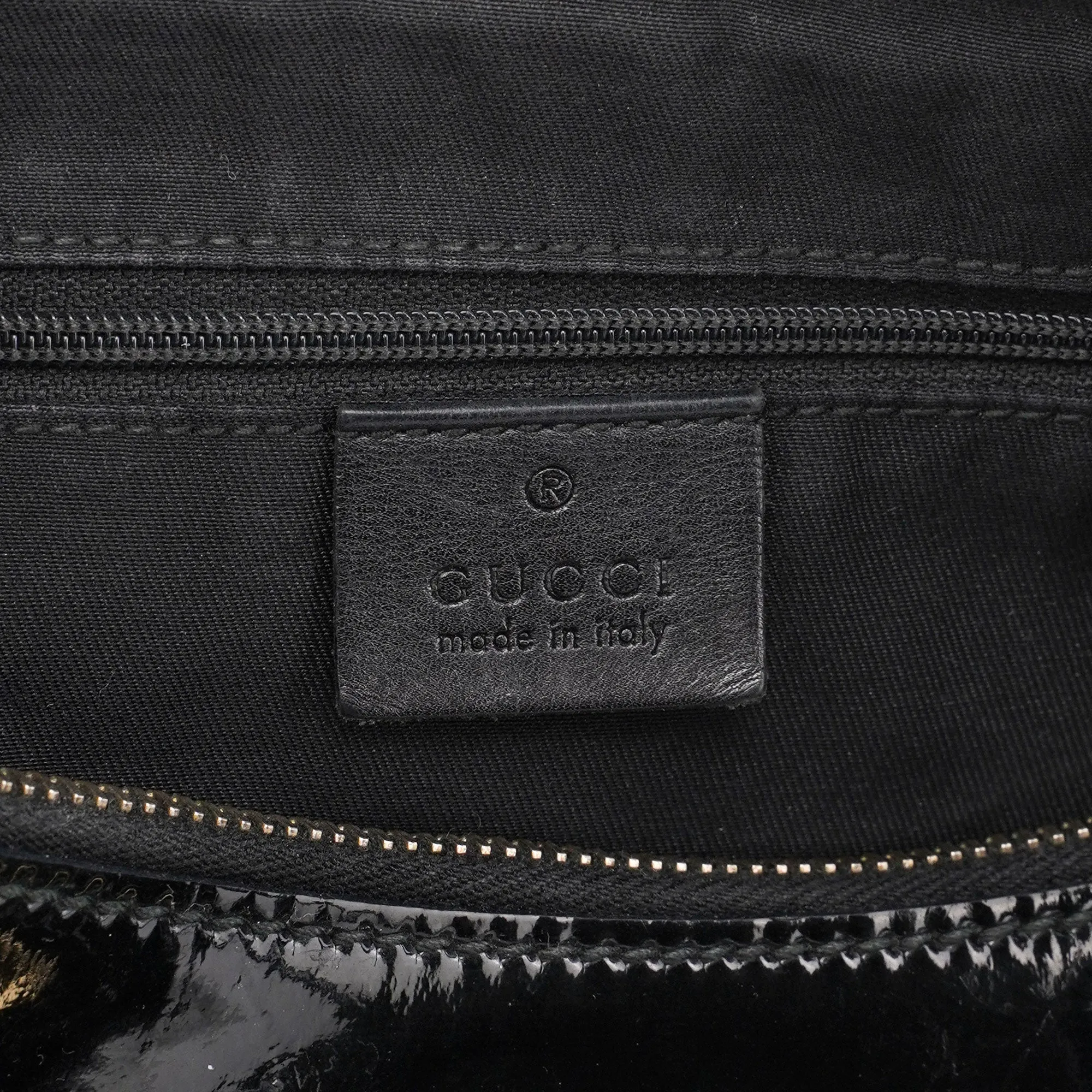 Black Patent Leather D-Ring Shoulder Bag