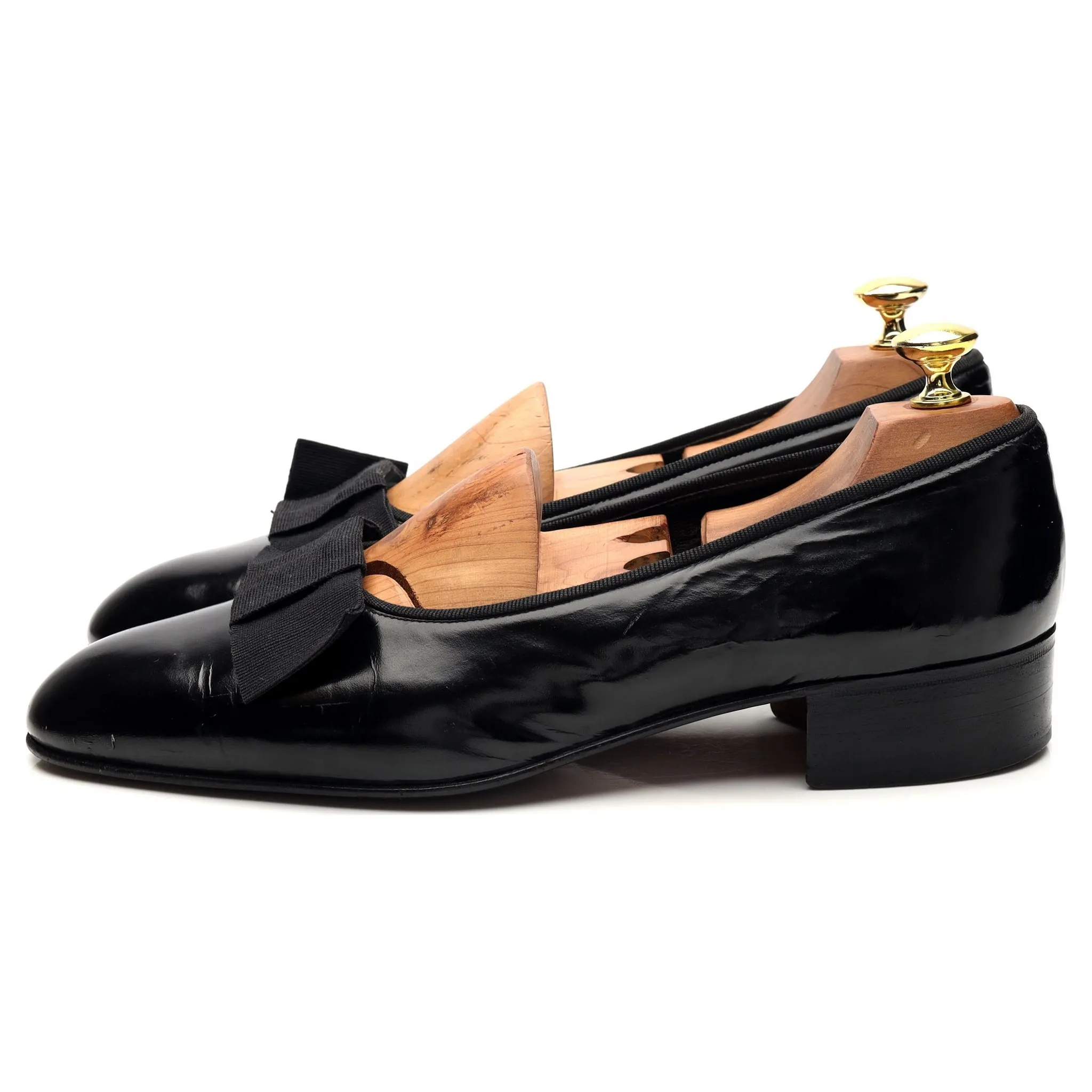 Black Patent Leather Opera Pumps Slippers UK 9.5 D