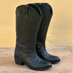 BOYERO BLACK COWBOY BOOTS