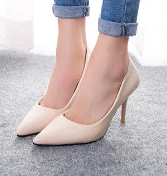 brand red bottom high heels patent leather women pumps pointed toe sexy ladies stiletto shoes woman plus size 34-39