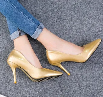 brand red bottom high heels patent leather women pumps pointed toe sexy ladies stiletto shoes woman plus size 34-39