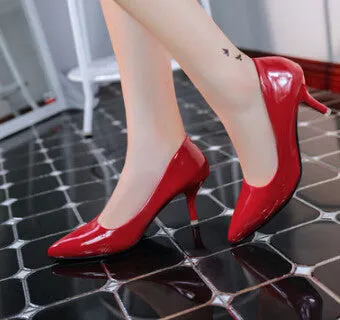 brand red bottom high heels patent leather women pumps pointed toe sexy ladies stiletto shoes woman plus size 34-39