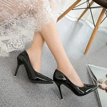 brand red bottom high heels patent leather women pumps pointed toe sexy ladies stiletto shoes woman plus size 34-39