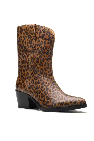 Brown Patent Foil Leather Boots