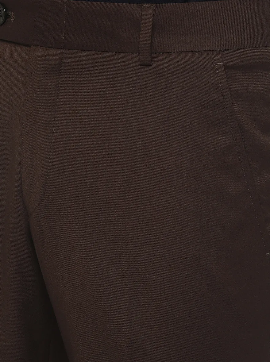 Brown Solid Super Slim Fit Formal Trouser | JadeBlue
