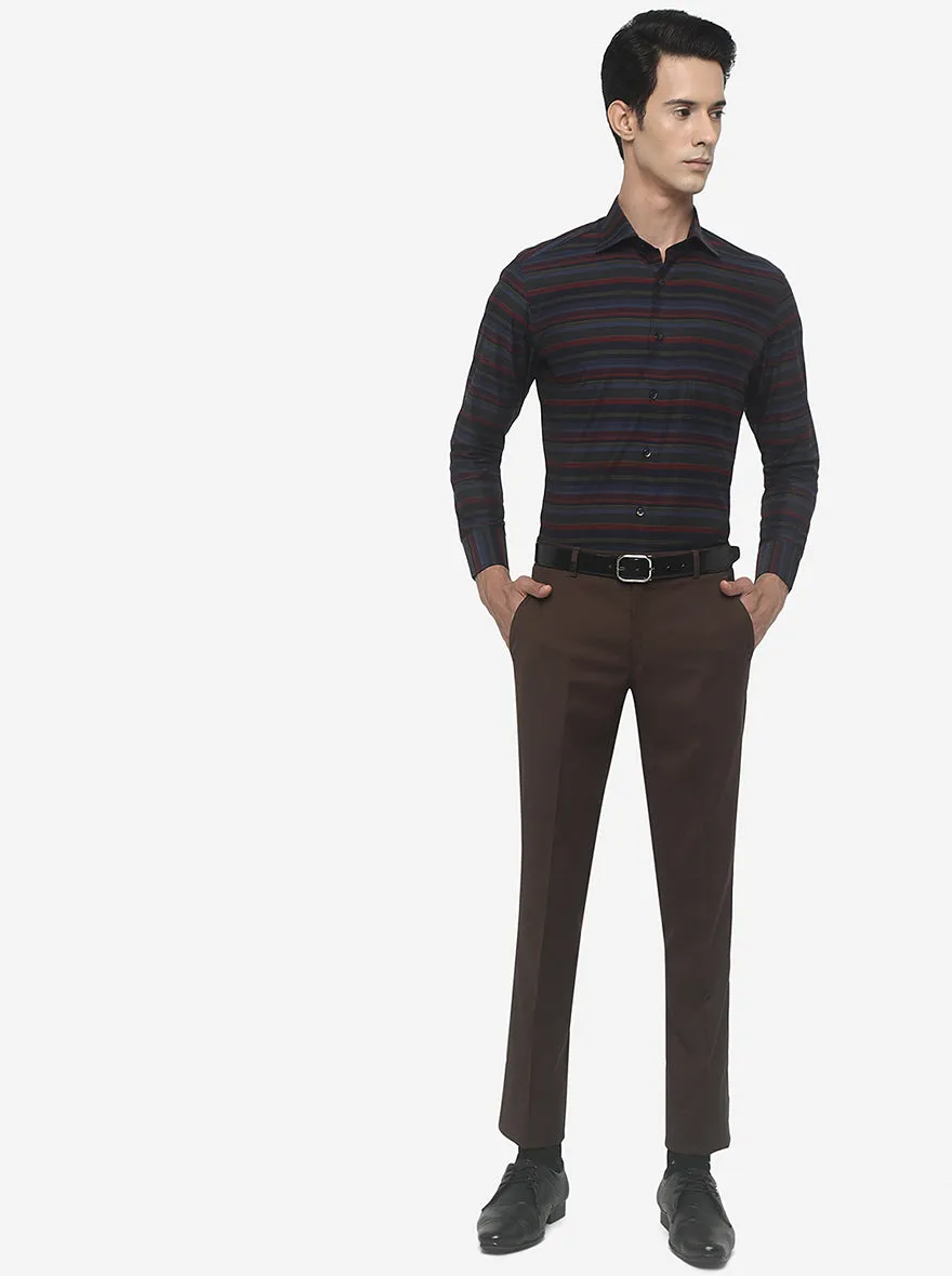 Brown Solid Super Slim Fit Formal Trouser | JadeBlue