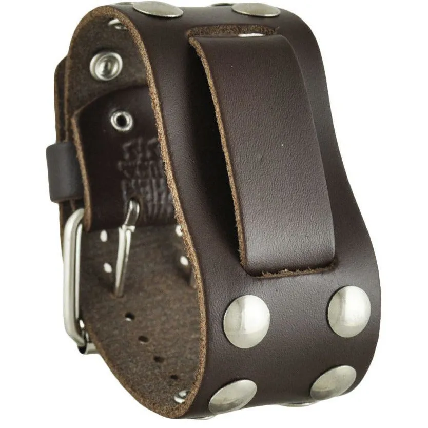 Bullet Brown Leather Cuff