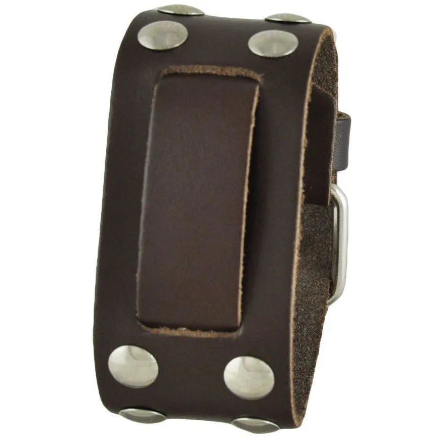 Bullet Brown Leather Cuff