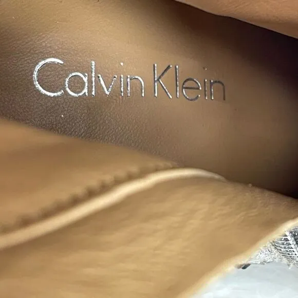 Calvin Klein Jamine Foiled Python Snake Print Studded Ankle Bootie