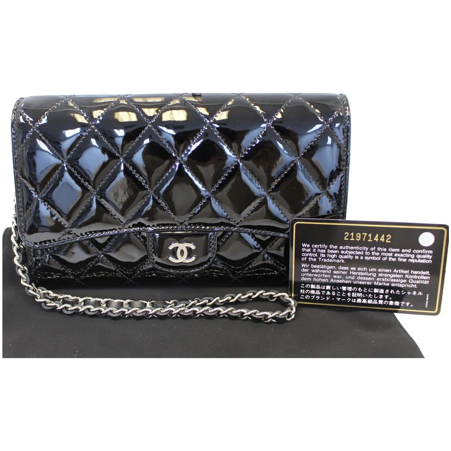 CHANEL Patent Leather Flap Shoulder Bag Black