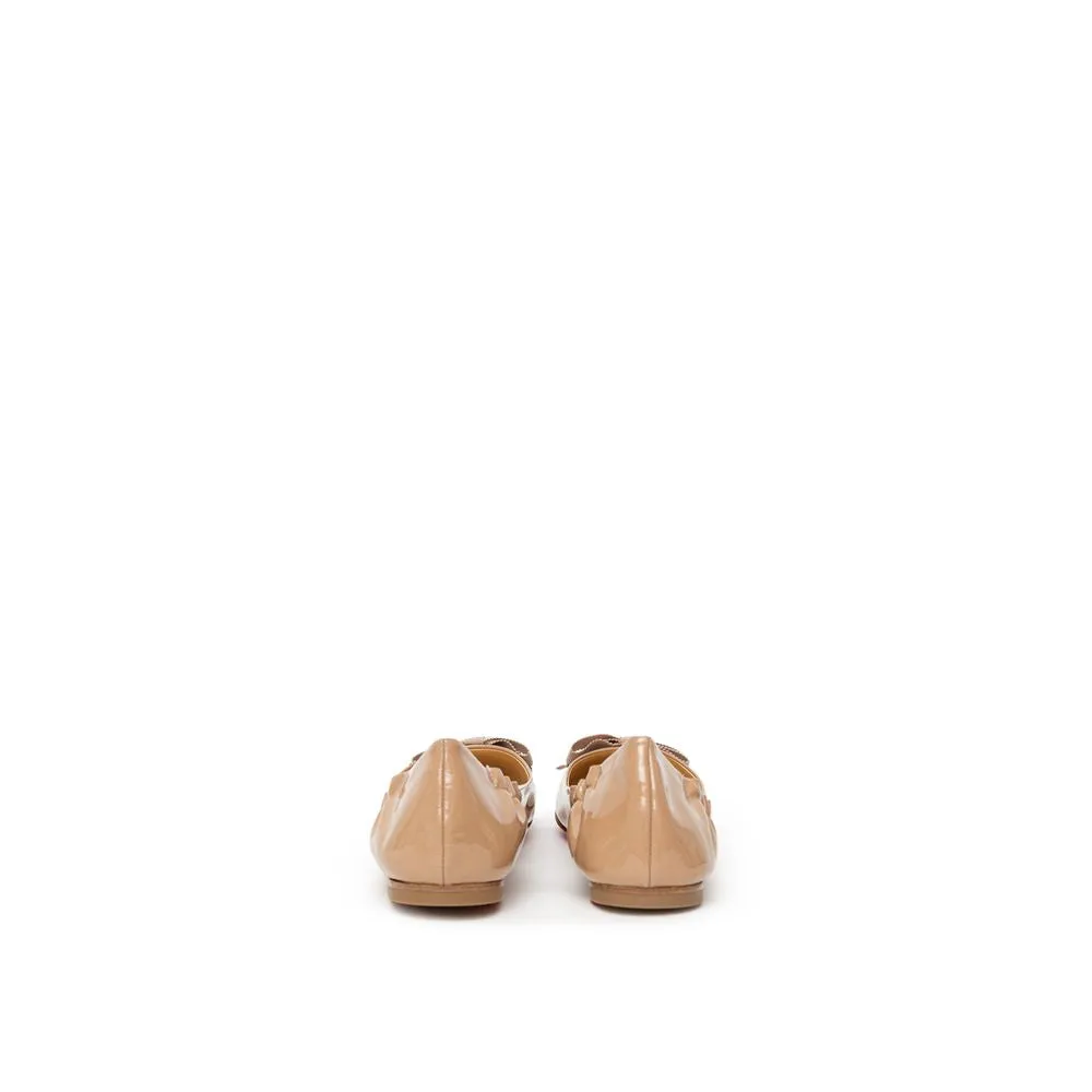 Christian Louboutin Beige Patent Leather Flat Shoe