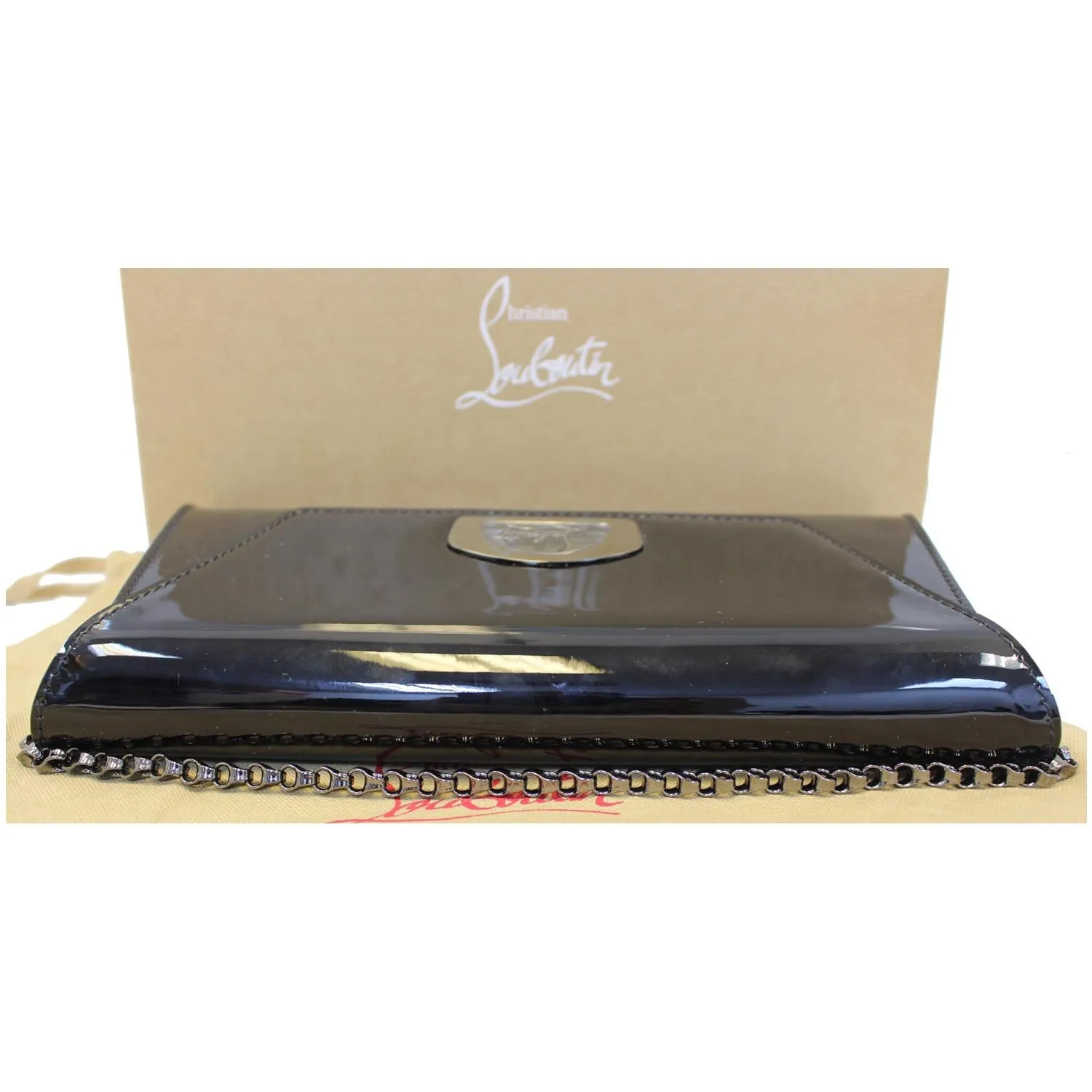 Christian Louboutin Vero Dodat Patent Leather Clutch Bag Black