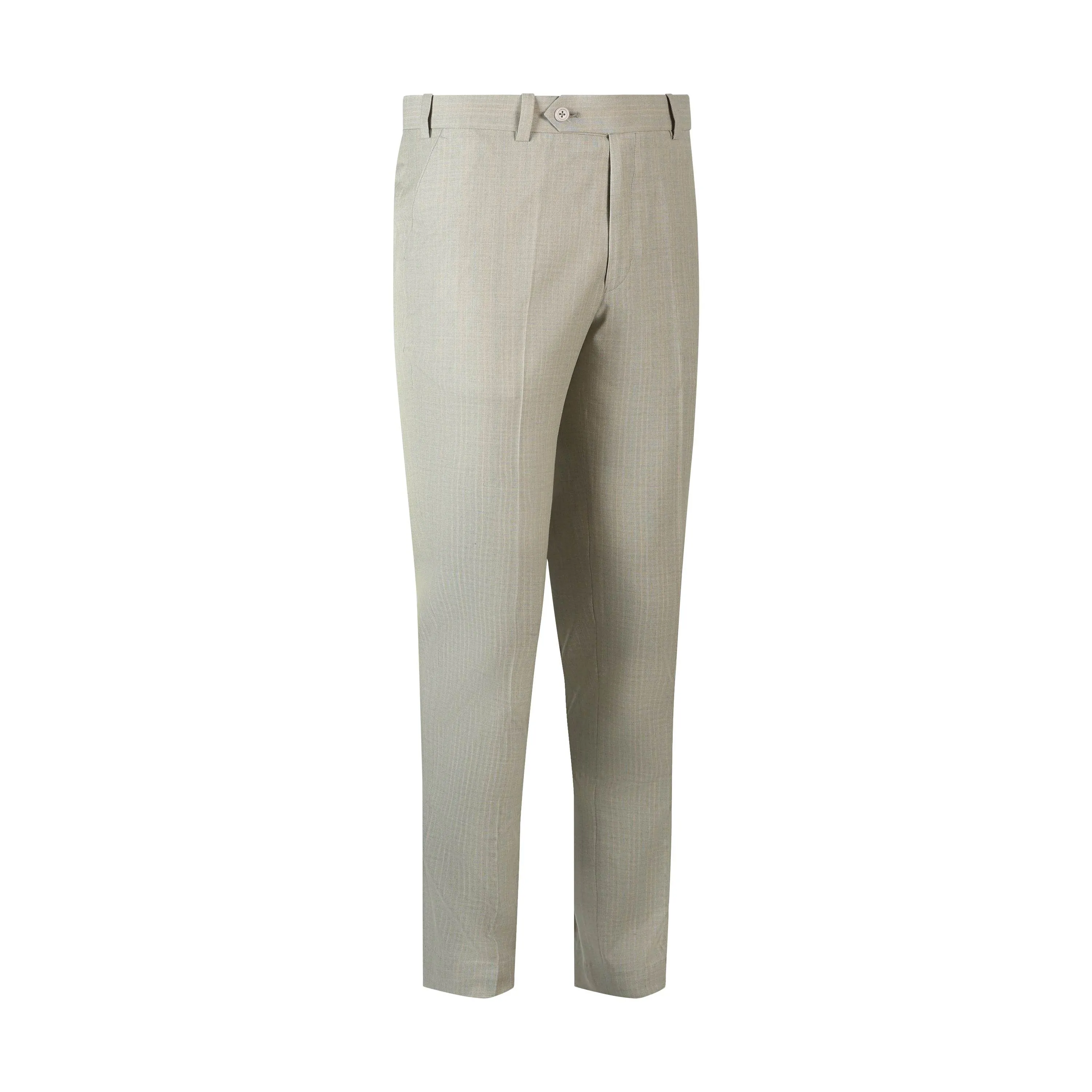 Classic Elegance Checked Men's Cream Formal Trouser with Button Closure