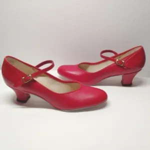 Coast Square Dance Shoes Vicki Red Leather Upper and Sole 8N USA Vintage