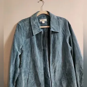 Coldwater Creek Sea Blue Genuine Suede Leather Jacket Women's Extra Large