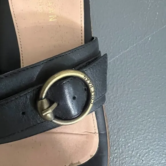 COLE HAAN‎ Abbie Slide Sandal in Black Leather (6.5)