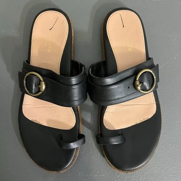 COLE HAAN‎ Abbie Slide Sandal in Black Leather (6.5)