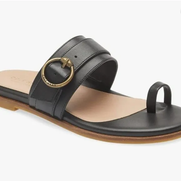 COLE HAAN‎ Abbie Slide Sandal in Black Leather (6.5)