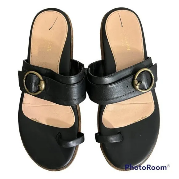 COLE HAAN‎ Abbie Slide Sandal in Black Leather (6.5)