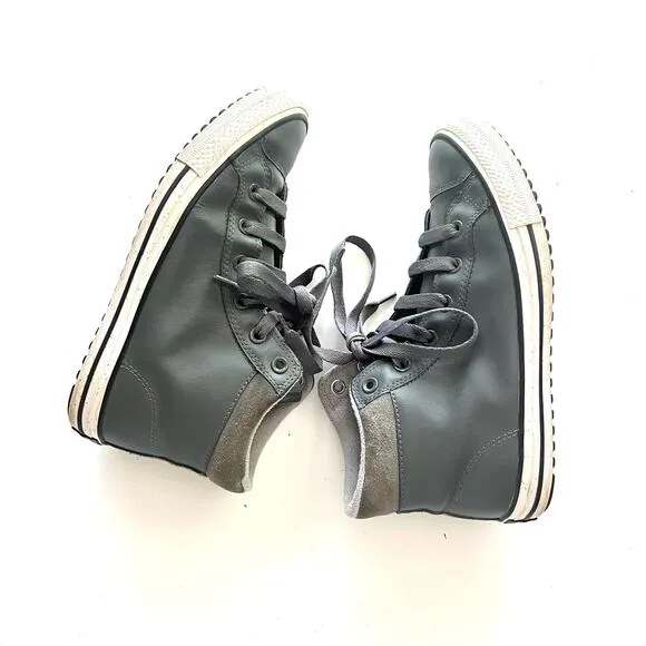 Converse Grey Leather Junior HIghtops sz 6